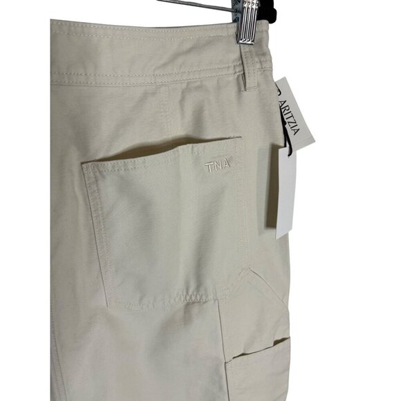NWT Aritzia TNA Greenwich Cotton Canvas Utility Midi Skirt Ivory Birch-sz 12 - Picture 9 of 12